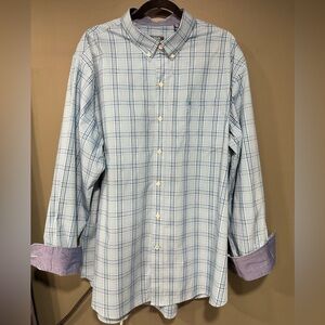 Izod Men's Light Blue Checkered Shirt